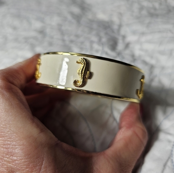 Janna Conner White and Gold Nautical Bangle Bracelet - Picture 3 of 9